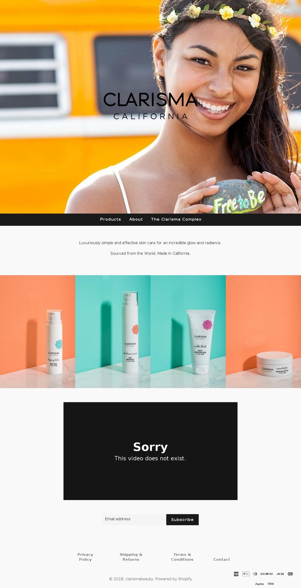 clarismabeauty.com shopify website screenshot