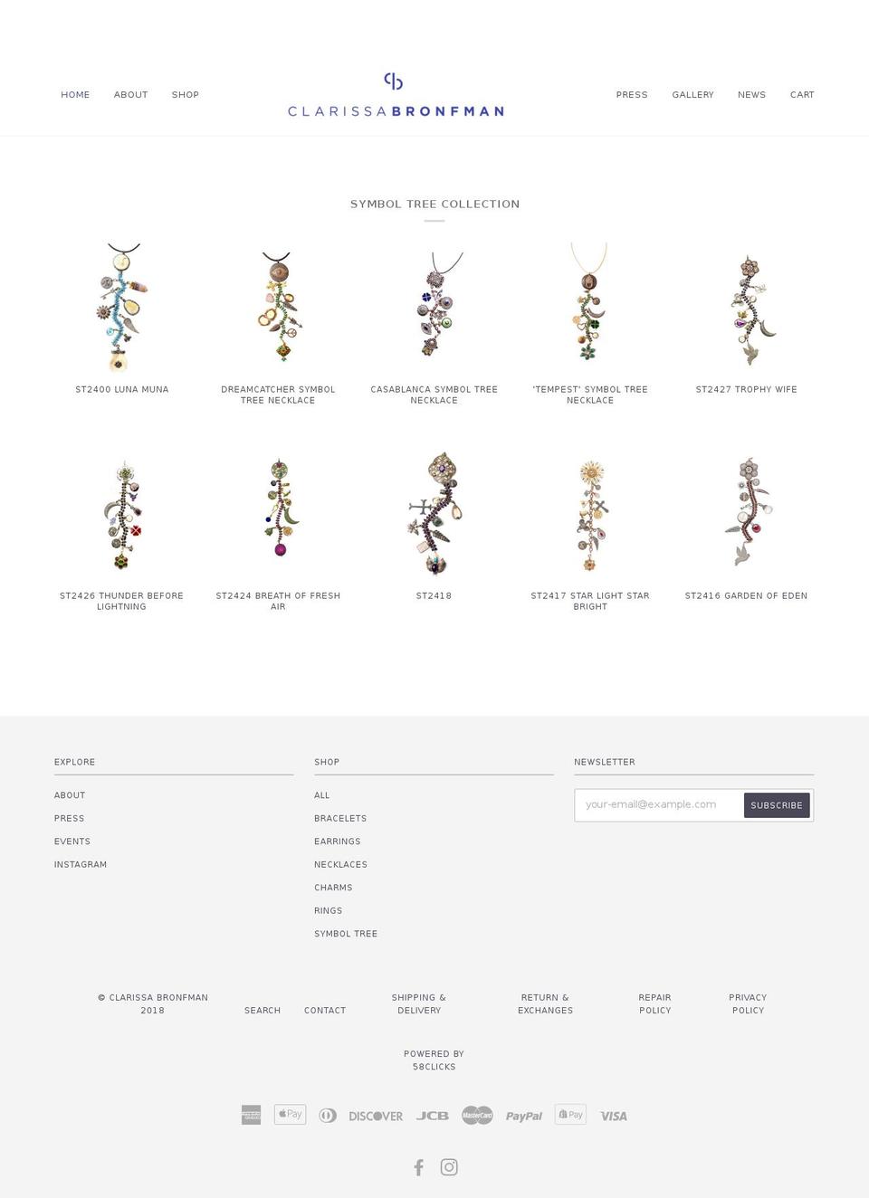 clarissabronfman.com shopify website screenshot