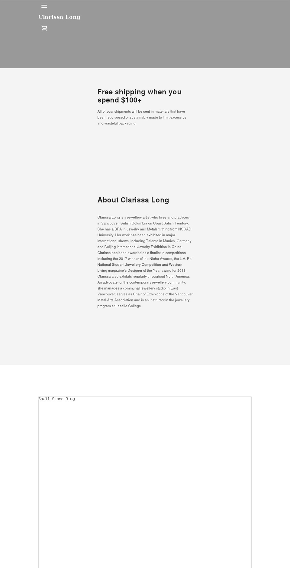 clarissalong.com shopify website screenshot