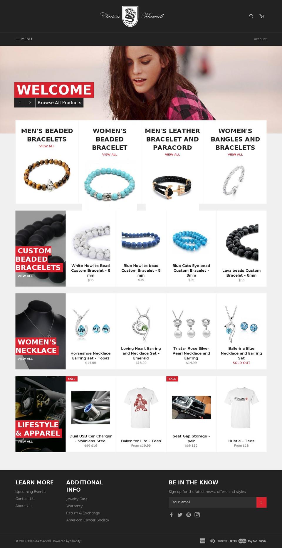 clarissamaxwell.com shopify website screenshot