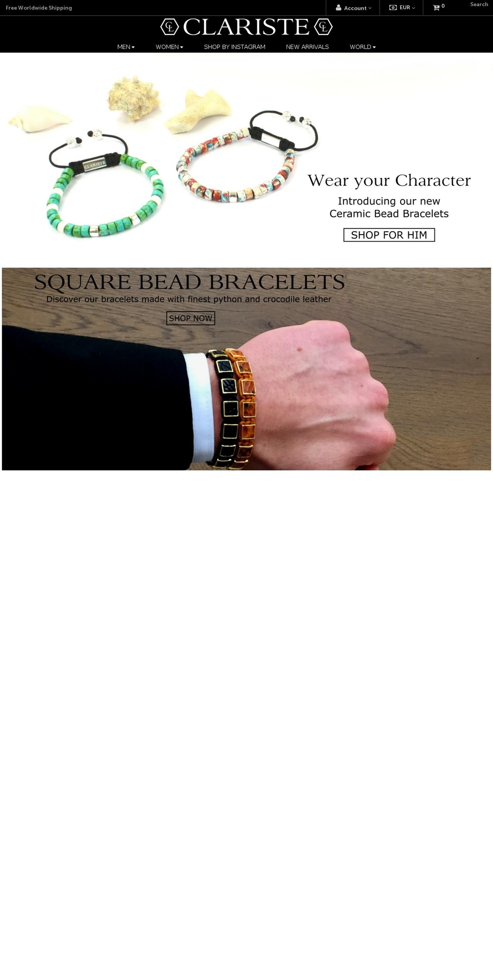 clariste.com shopify website screenshot