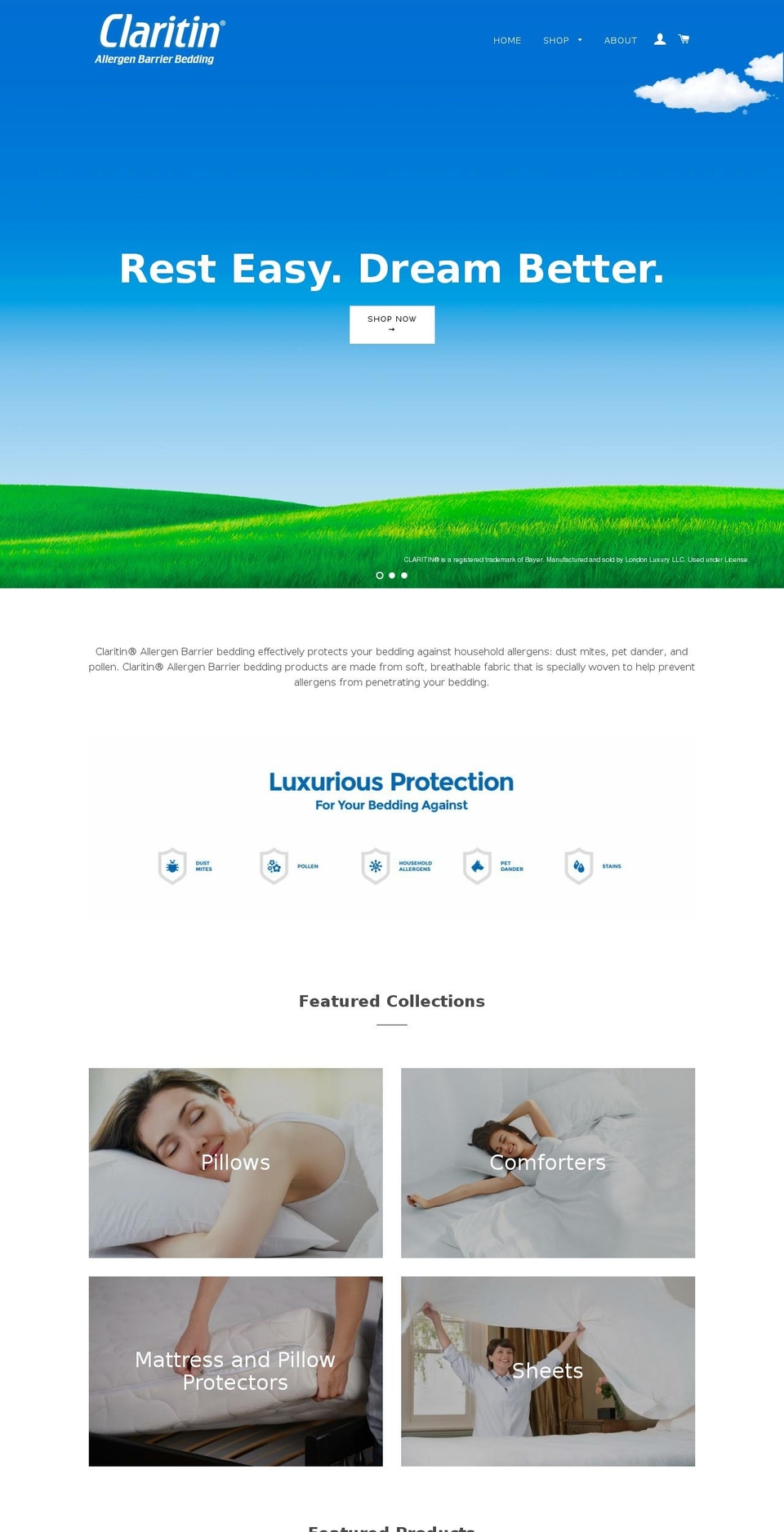claritinbedding.com — Shopify storefront screenshot