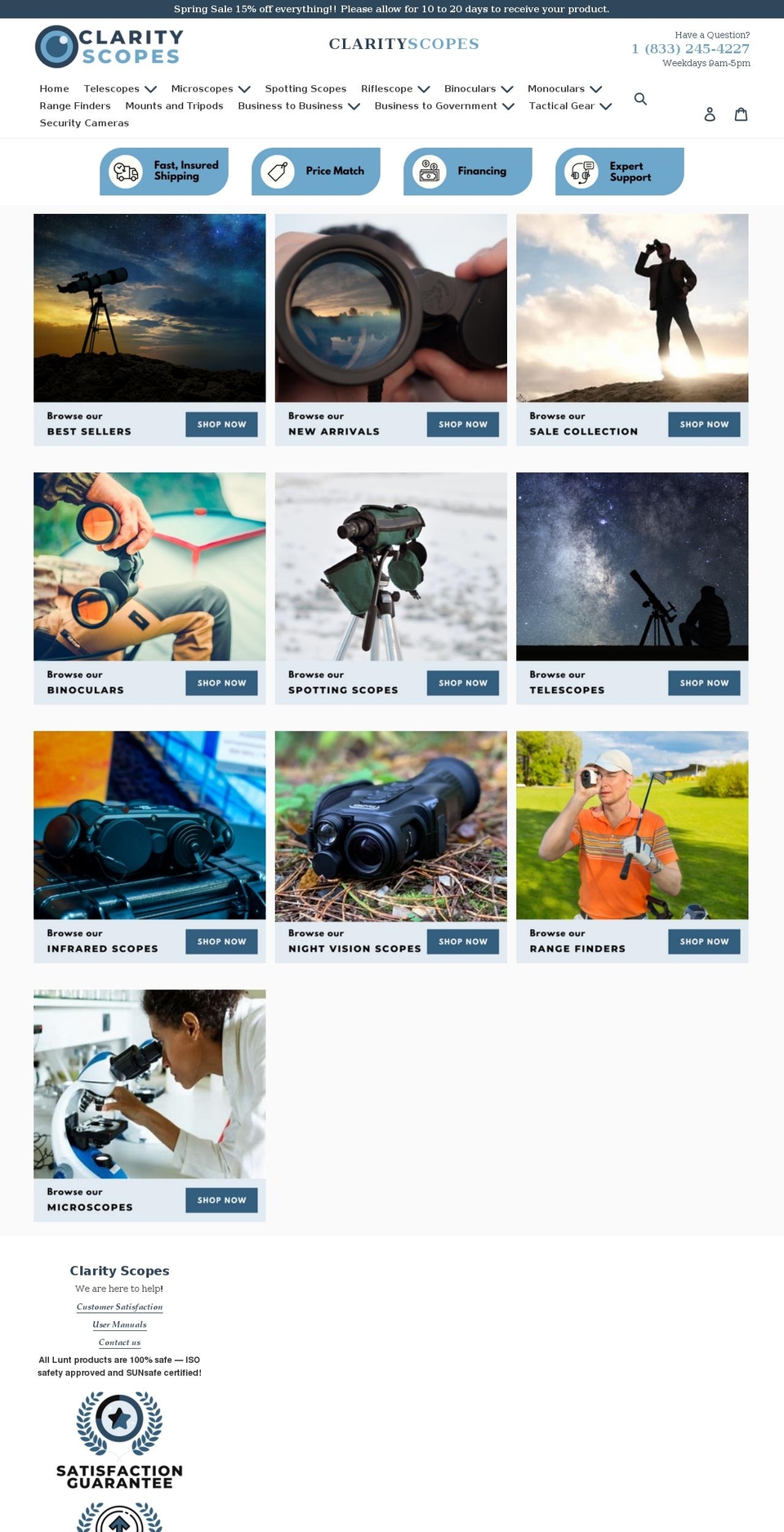New-dsl-theme- Shopify theme site example clarity-scopes.com