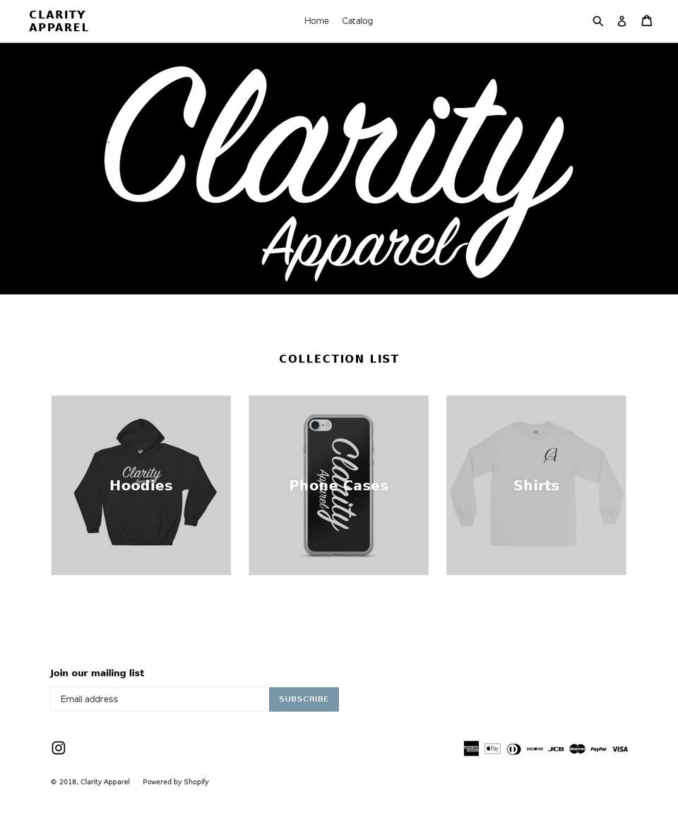 clarityapparel.com shopify website screenshot