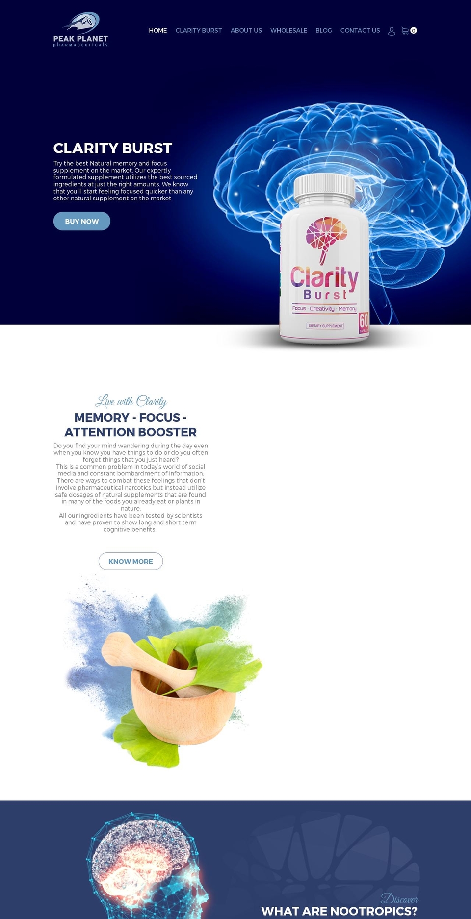 clarityburst.com — Shopify storefront screenshot