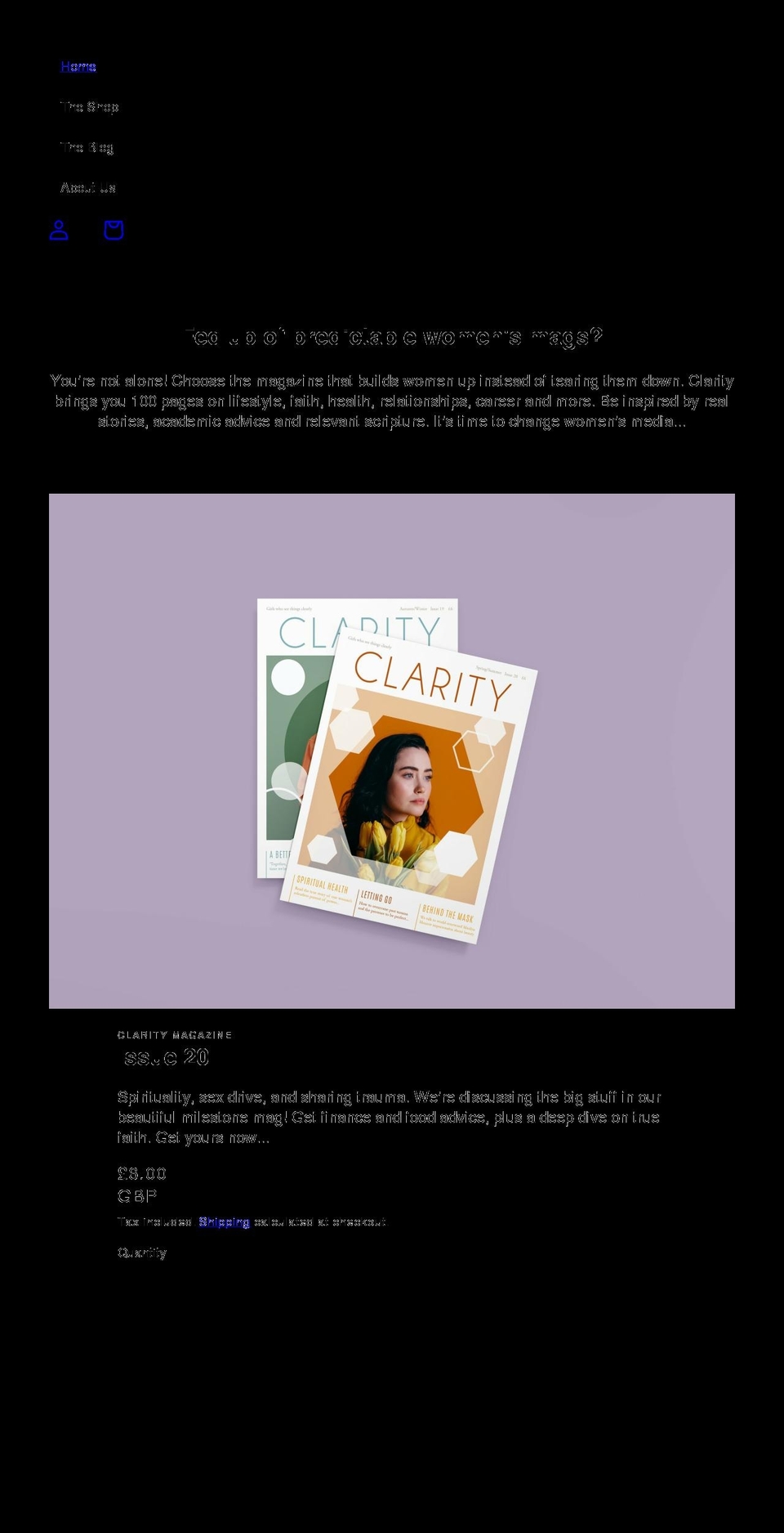 claritymag.co.uk shopify website screenshot