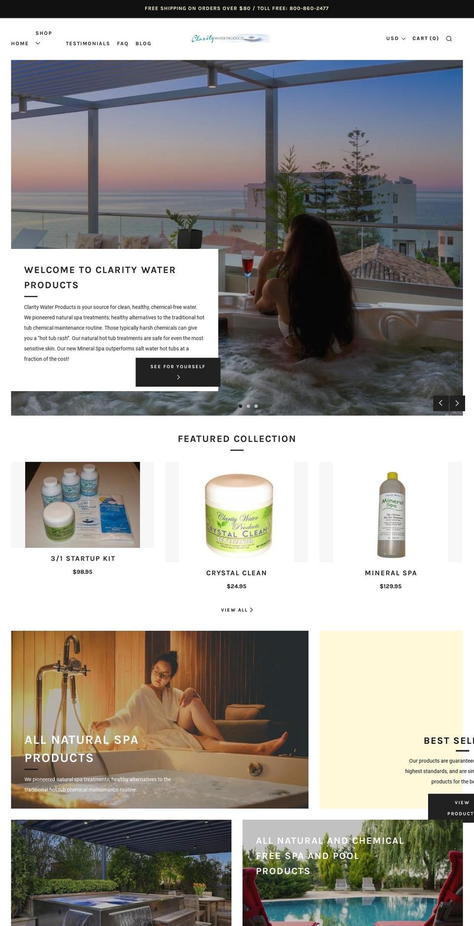 claritywaterproducts.net shopify website screenshot