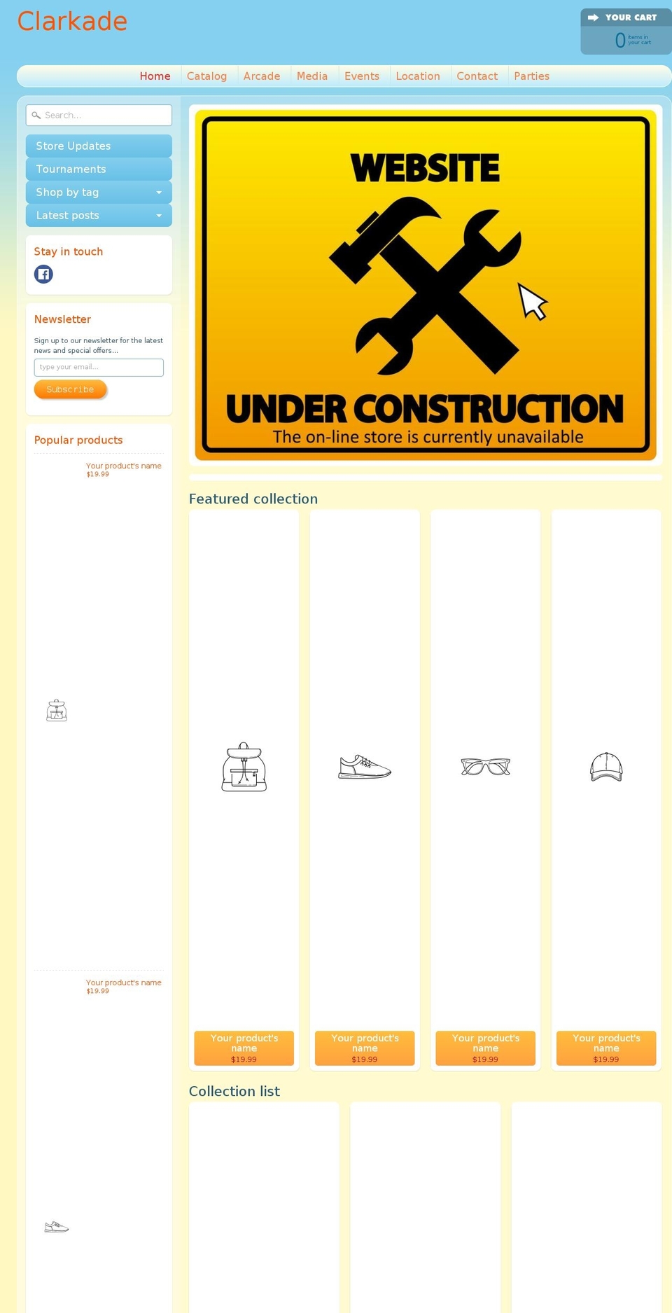 clarkade.com shopify website screenshot