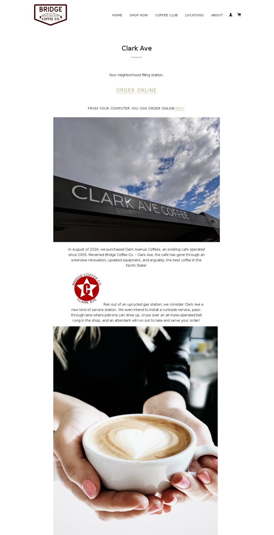 clarkavenuecoffee.com shopify website screenshot