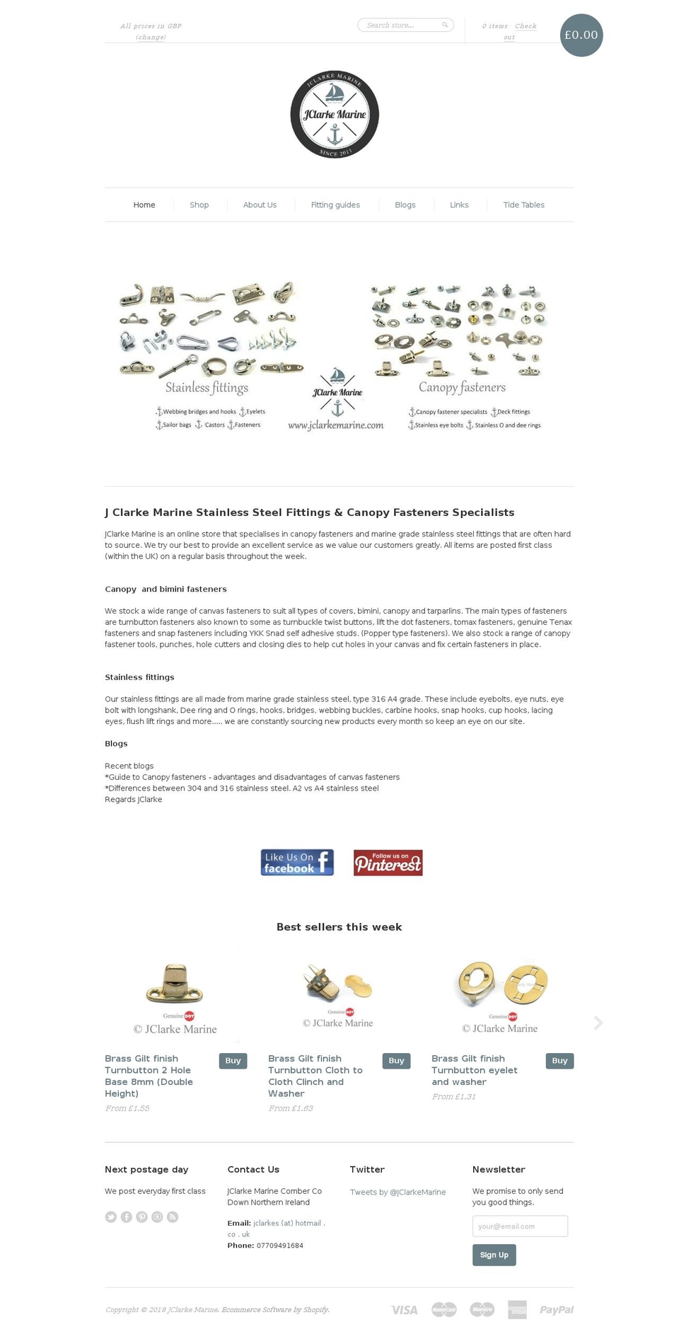 clarkemarine.com — Shopify storefront screenshot