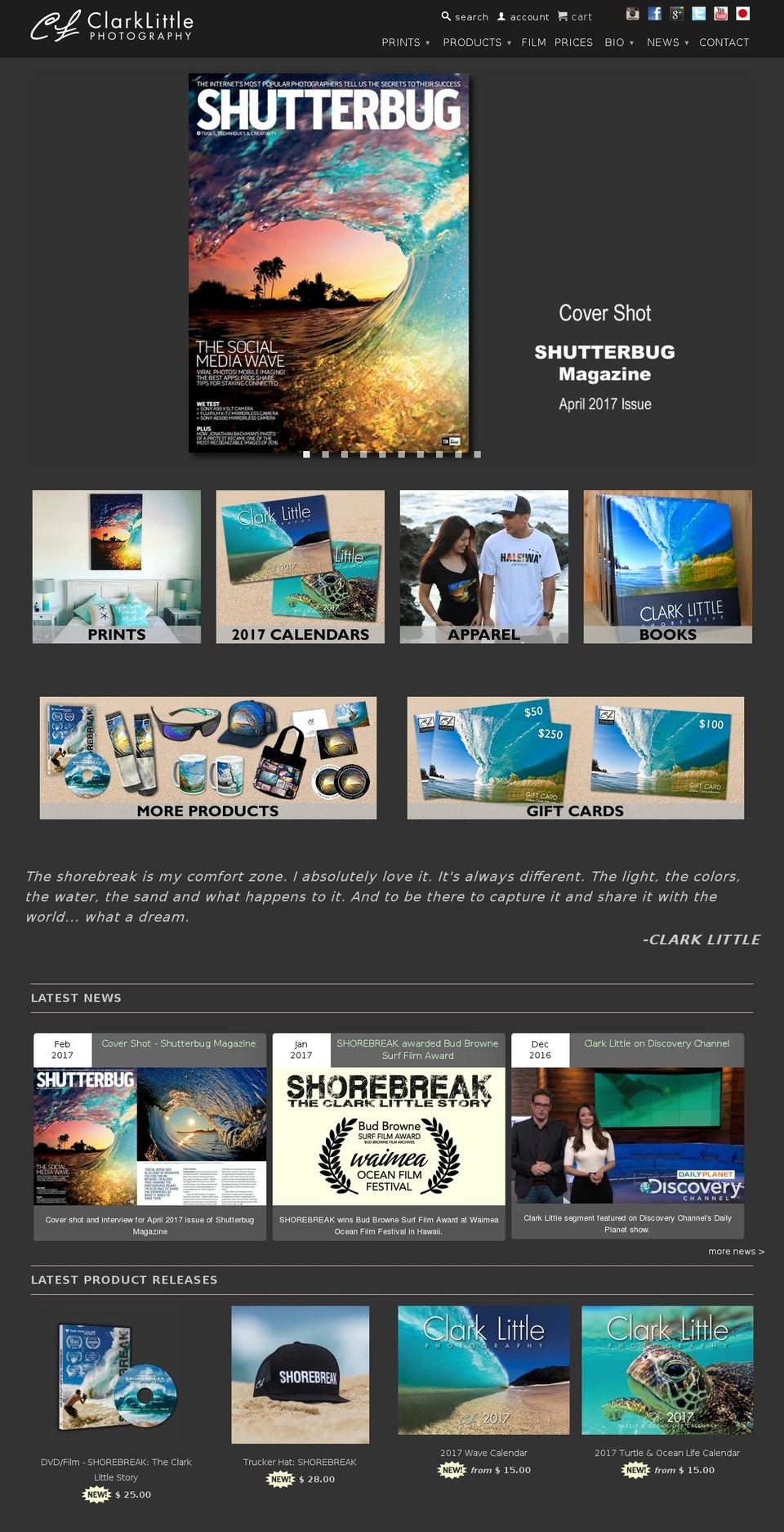 Retina Shopify theme site example clarklittlephotography.com