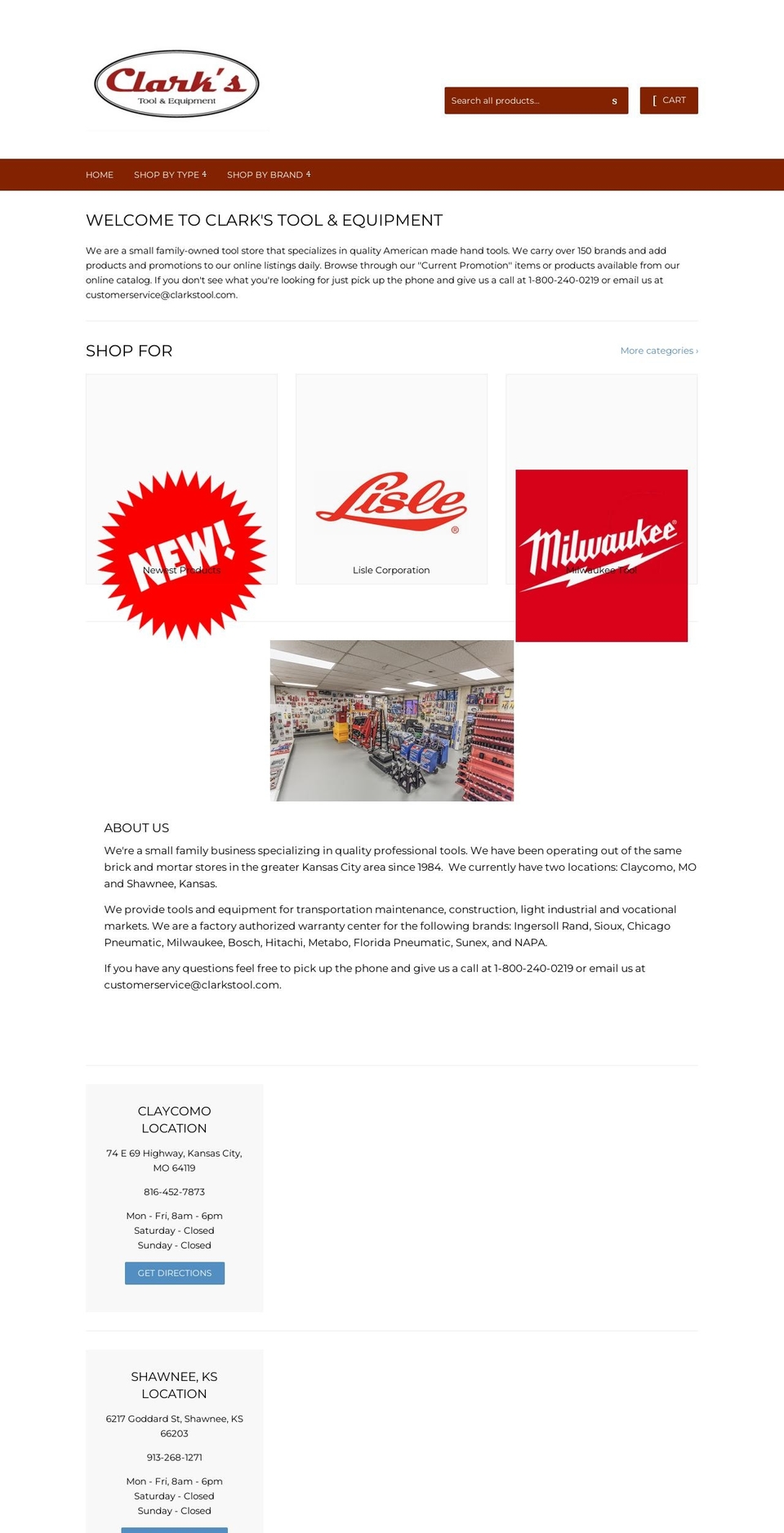 clarkstool.net shopify website screenshot