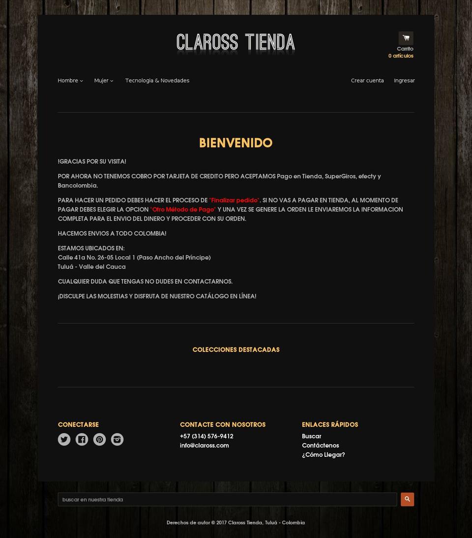 claross.com shopify website screenshot