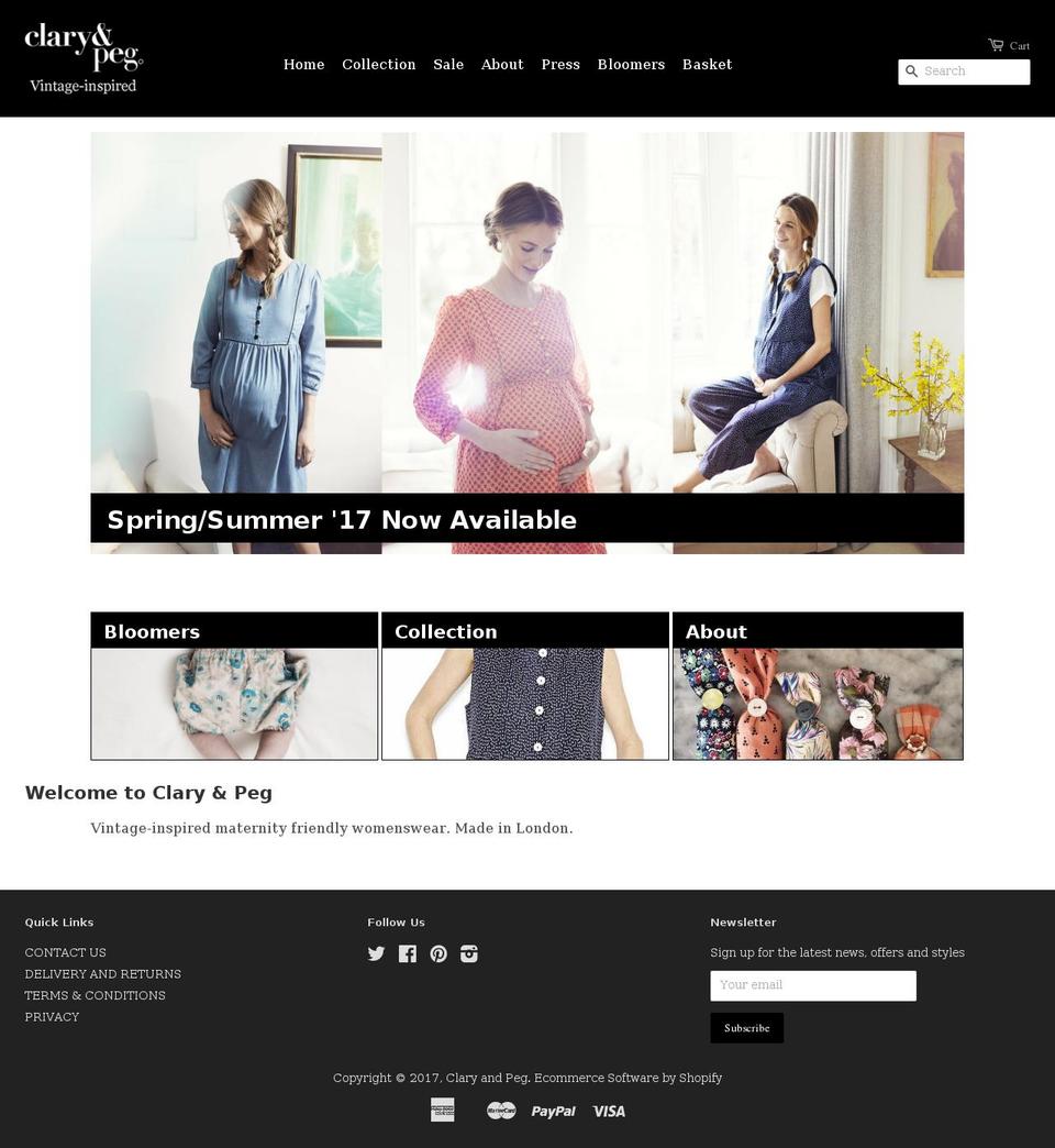 claryandpeg.co.uk shopify website screenshot