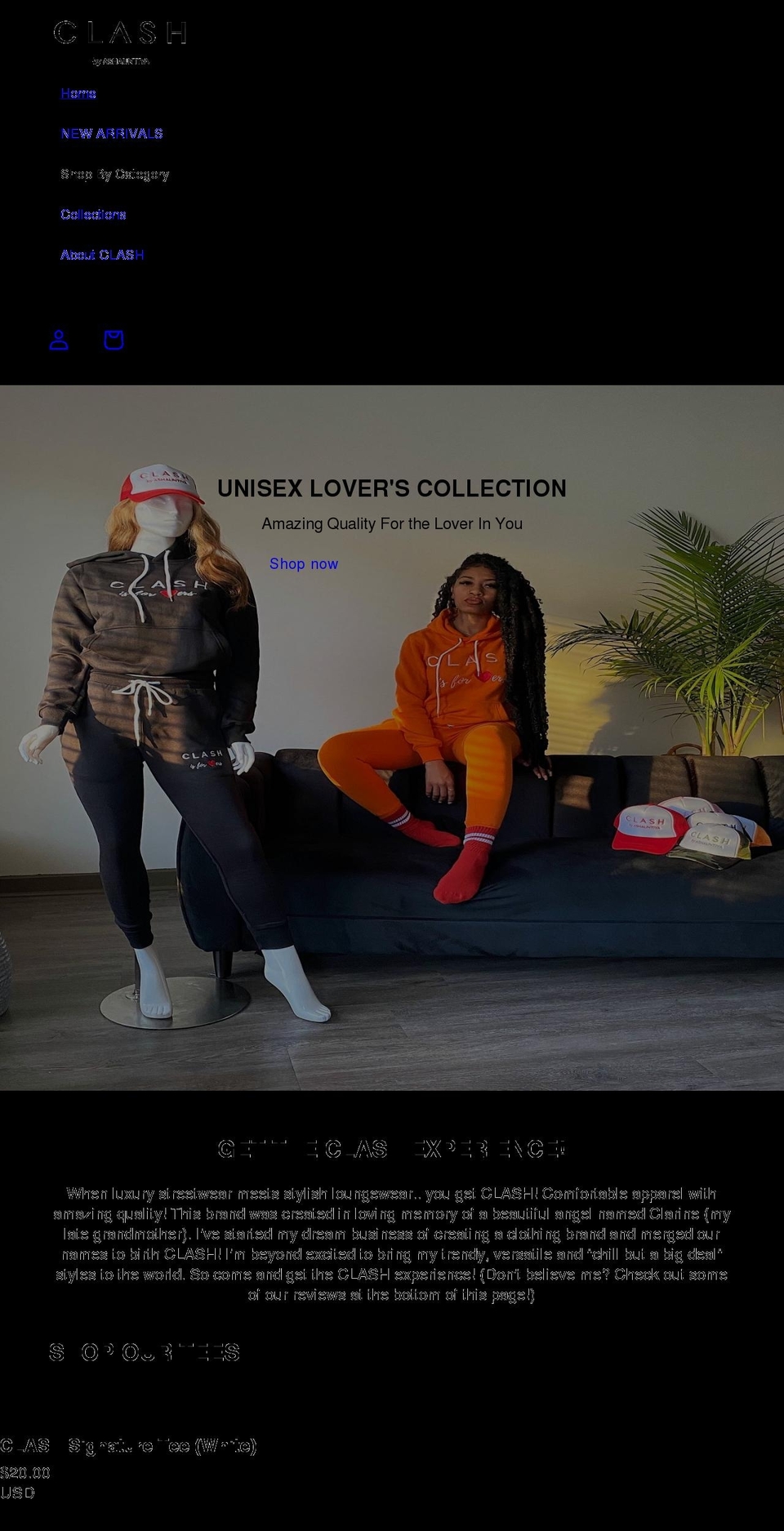 clashbya.com shopify website screenshot