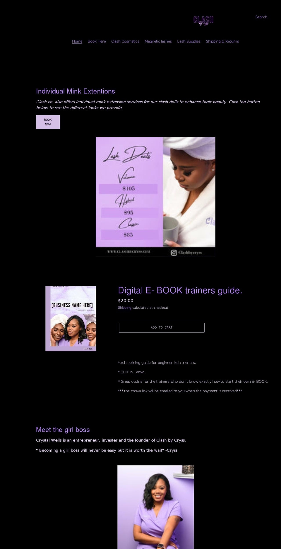 clashbycryss.com shopify website screenshot