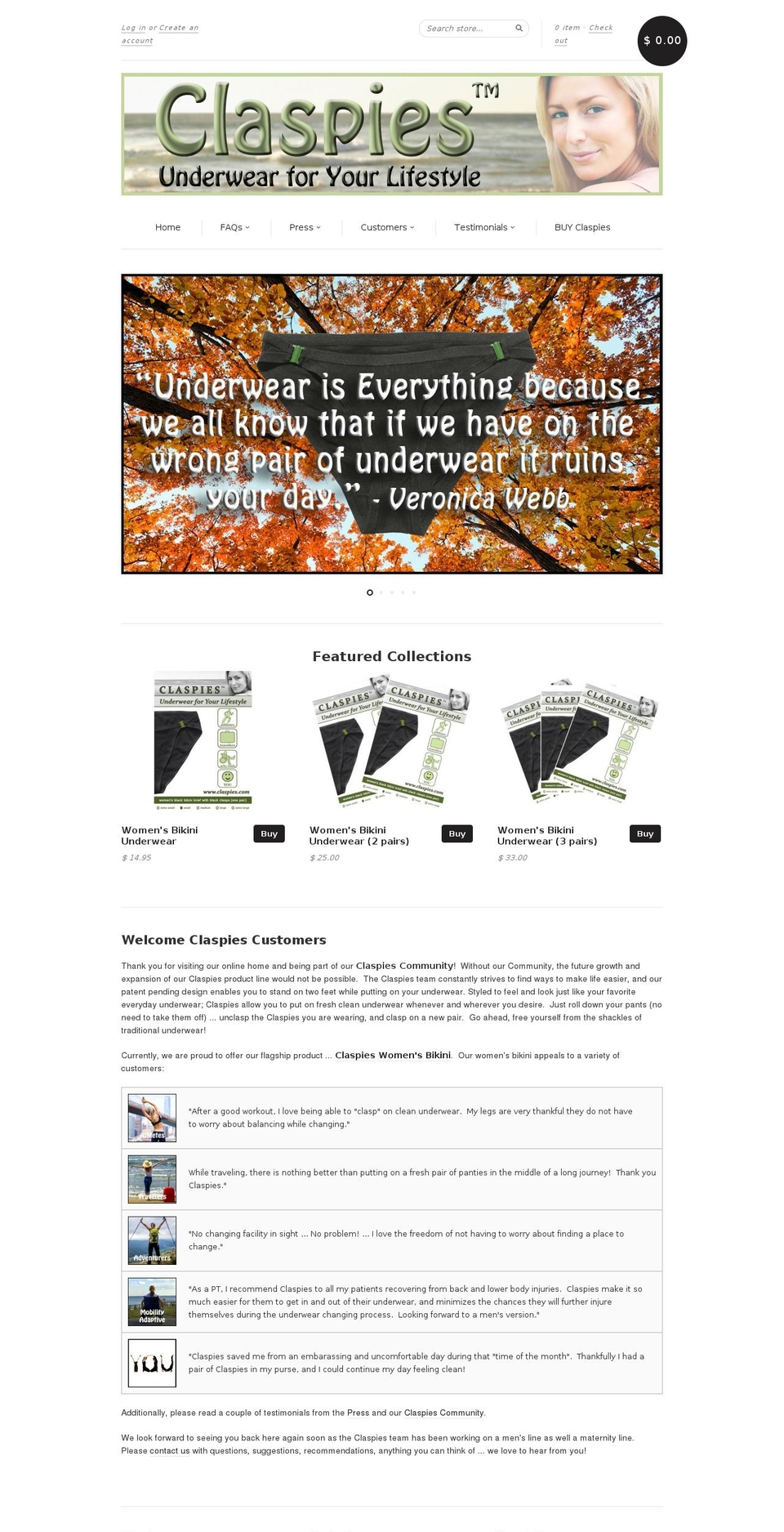 claspies.com shopify website screenshot