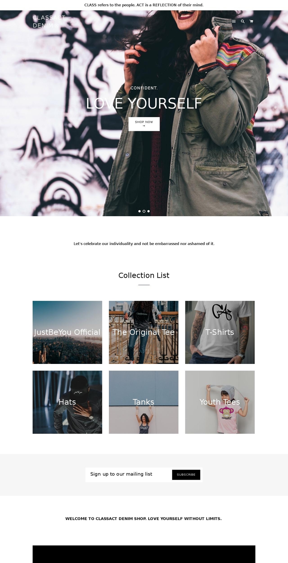 classactdenim.com — Shopify storefront screenshot