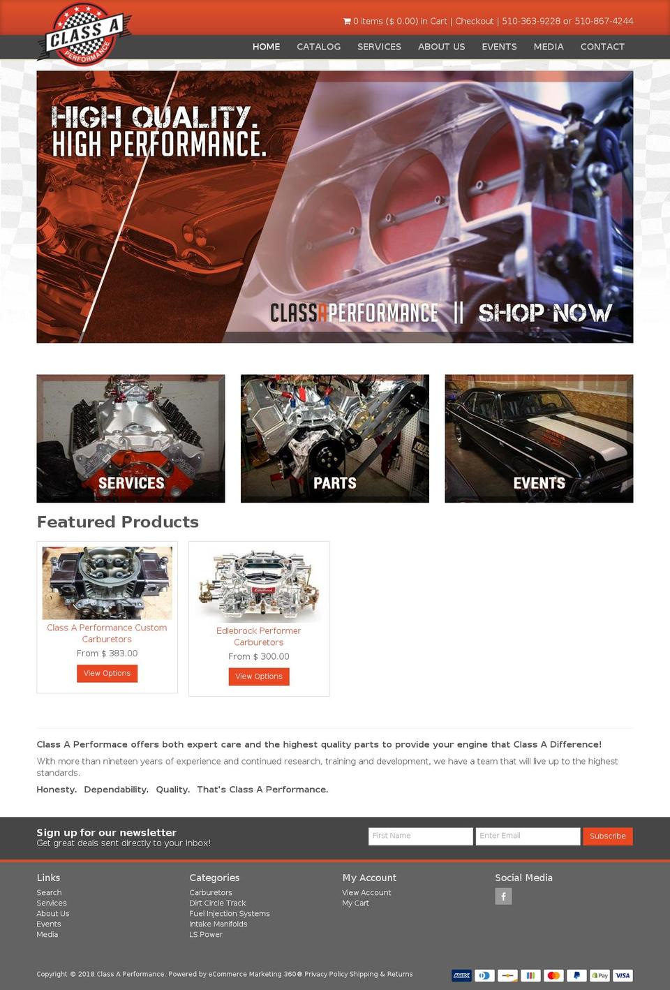 classaperformance.com shopify website screenshot