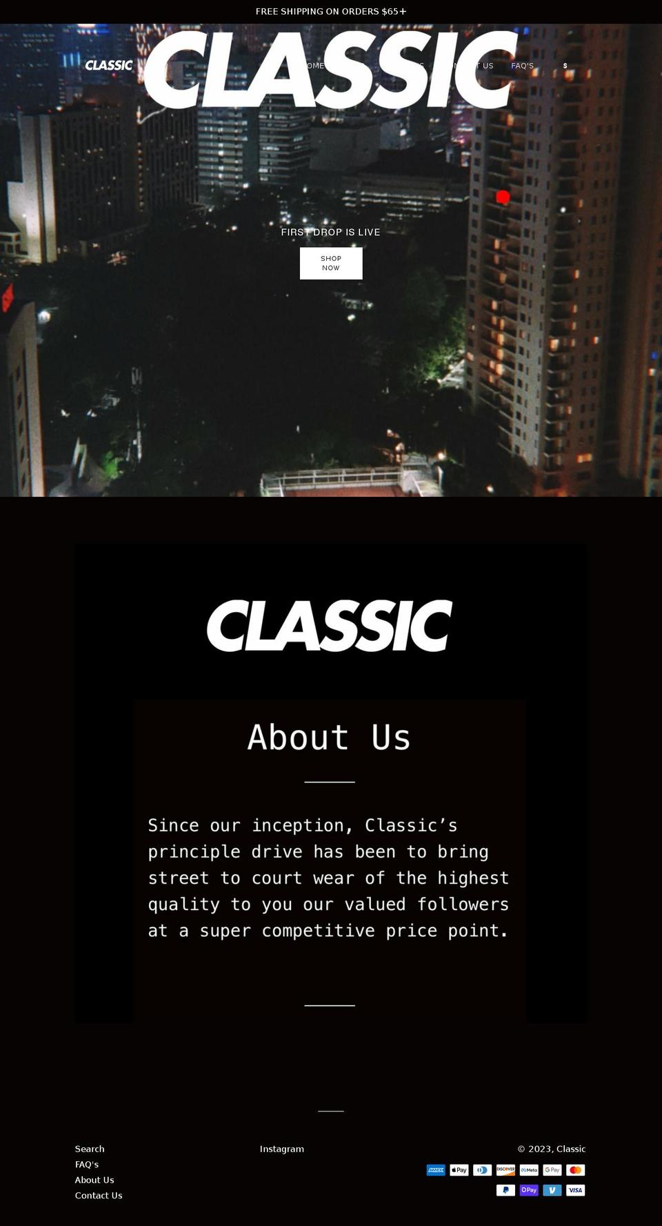 classic.co shopify website screenshot