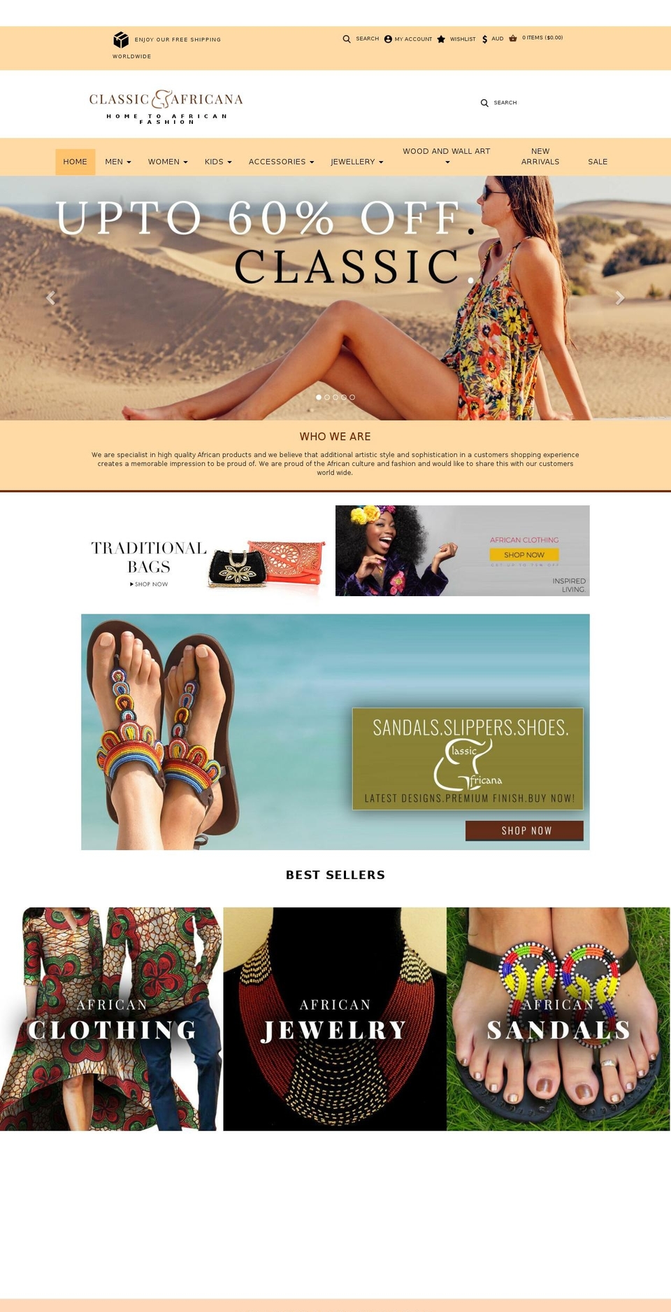 classicafricana.com shopify website screenshot