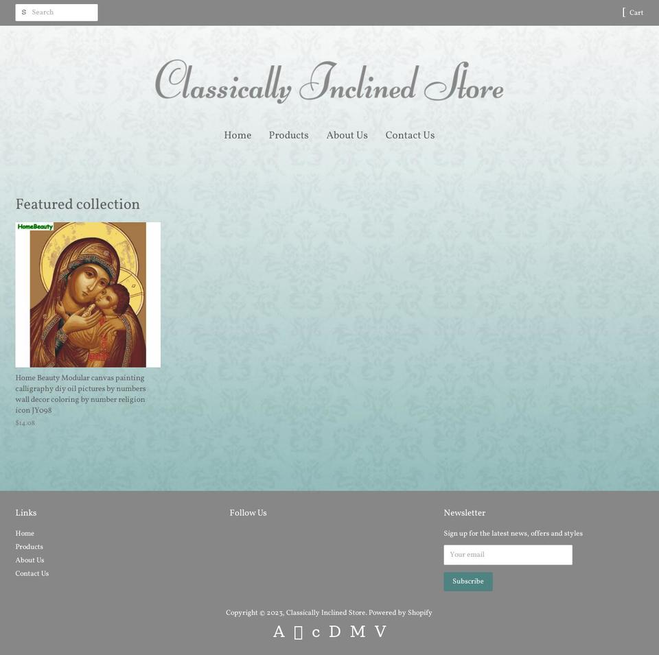 classicallyinclinedstore.com — Shopify storefront screenshot
