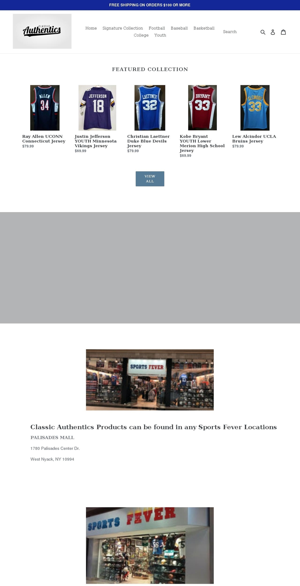 classicauthentics.com shopify website screenshot