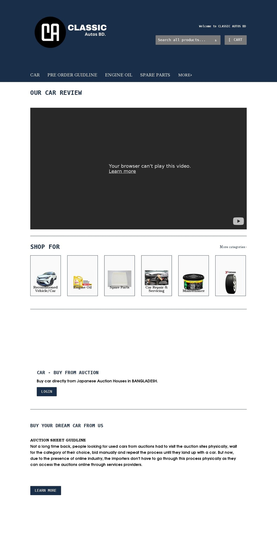 classicautosbd.com shopify website screenshot