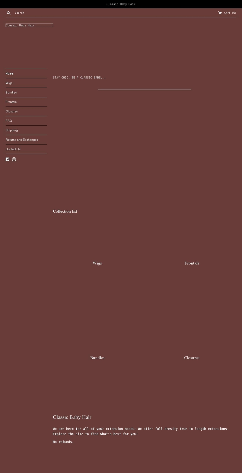 classicbabyhair.com — Shopify storefront screenshot