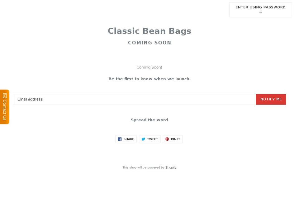 classicbeanbags.com — Shopify storefront screenshot