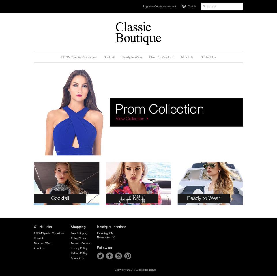 classicboutique.ca shopify website screenshot