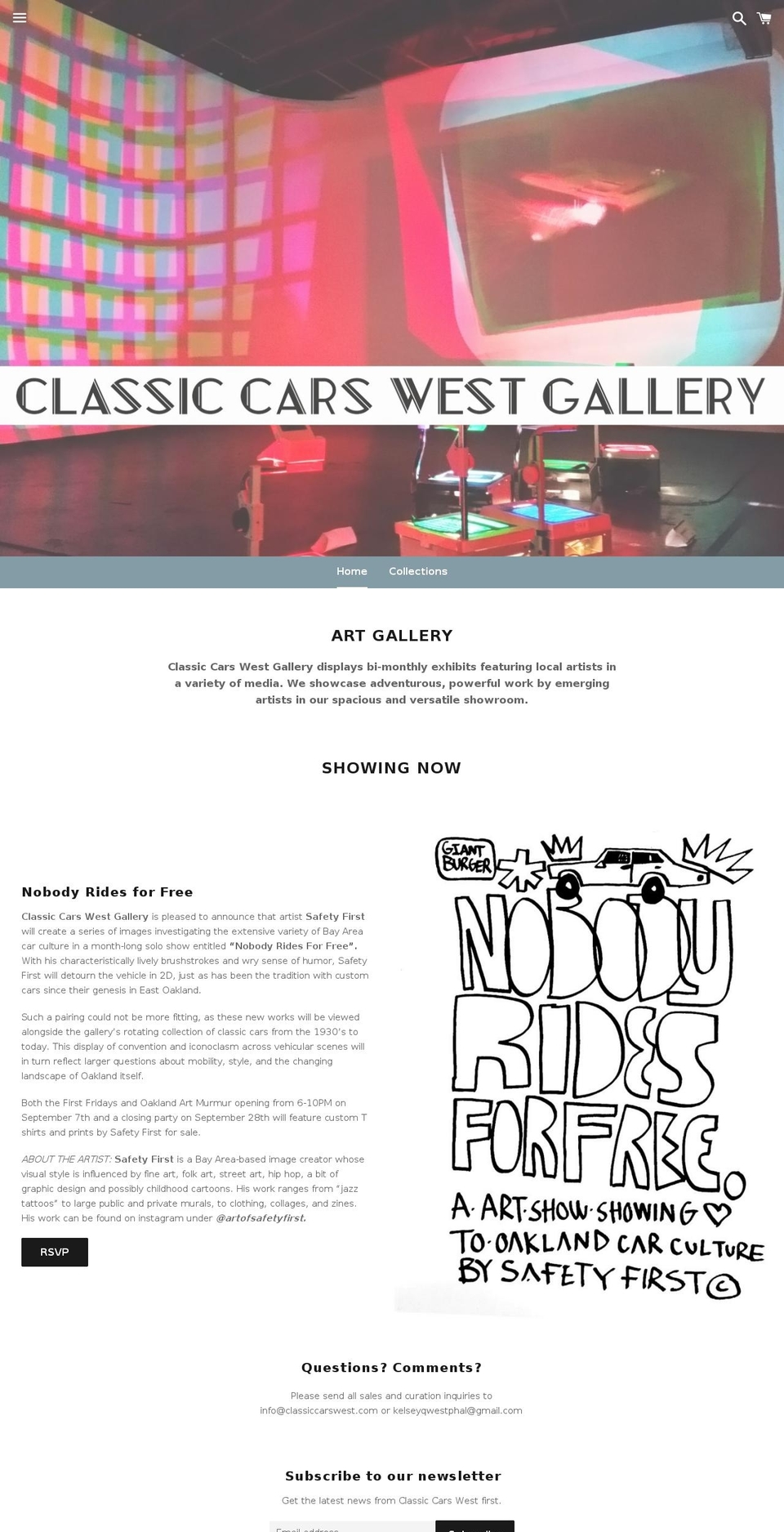 classiccarswest.gallery shopify website screenshot