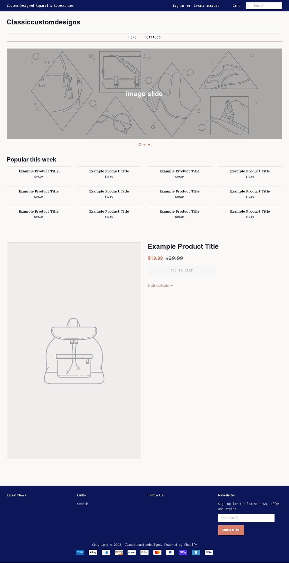 classiccustomdesigns.com shopify website screenshot