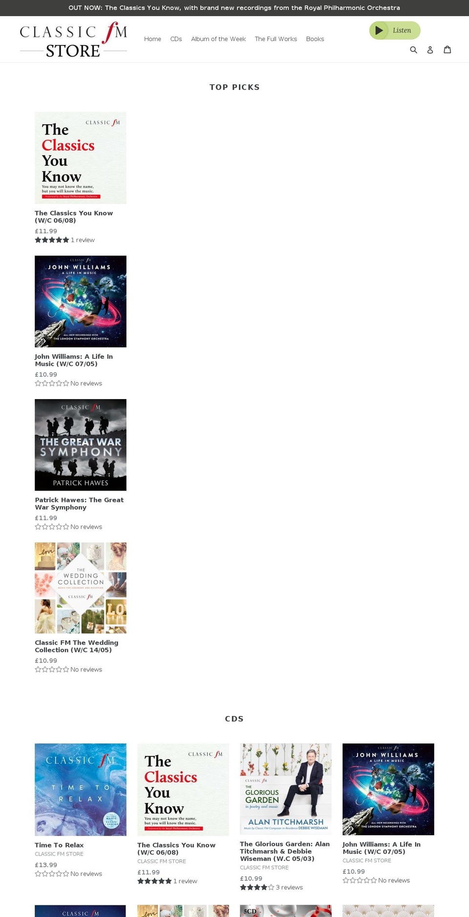 classicfmstore.com — Shopify storefront screenshot