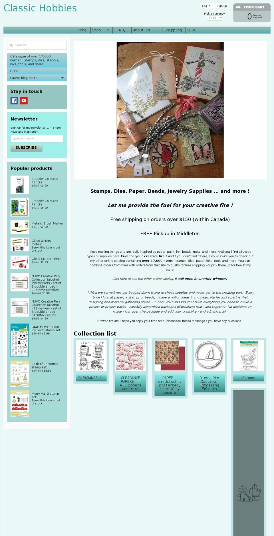 classichobbies.ca shopify website screenshot