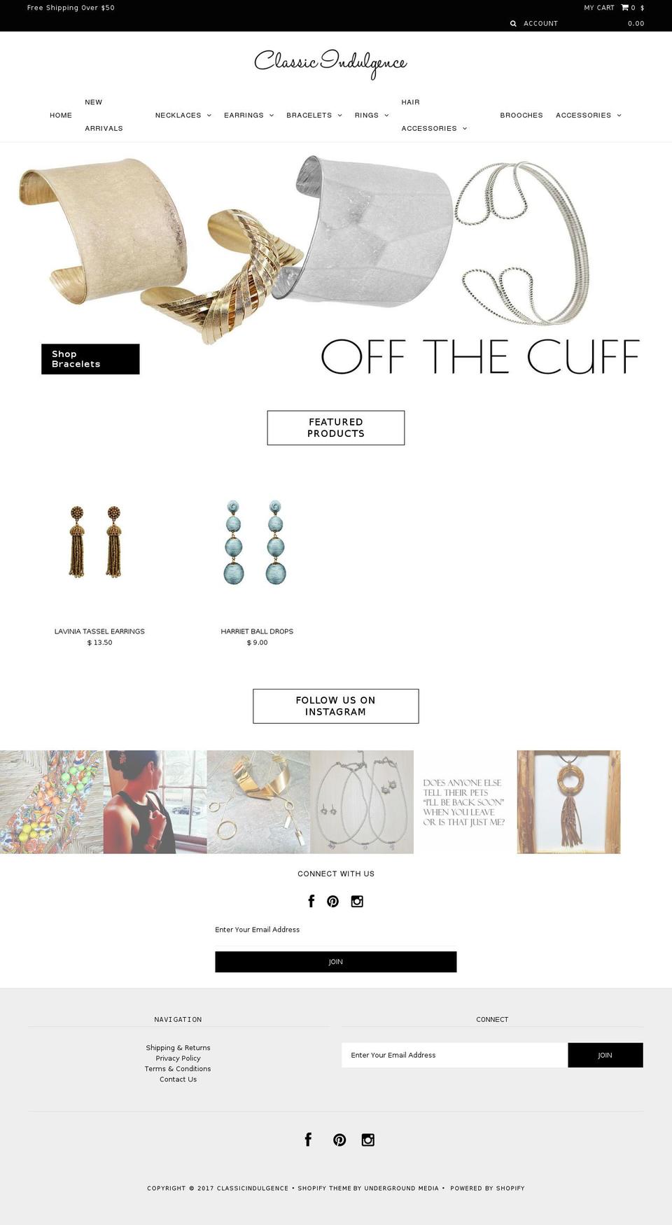 classicindulgence.com shopify website screenshot
