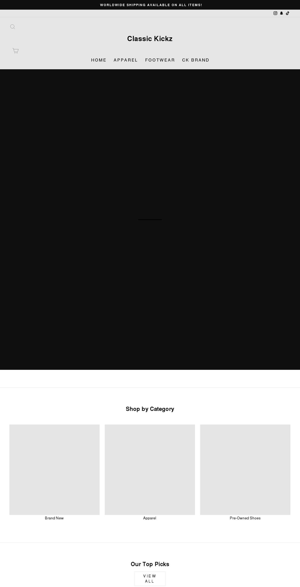 classickickz.com shopify website screenshot