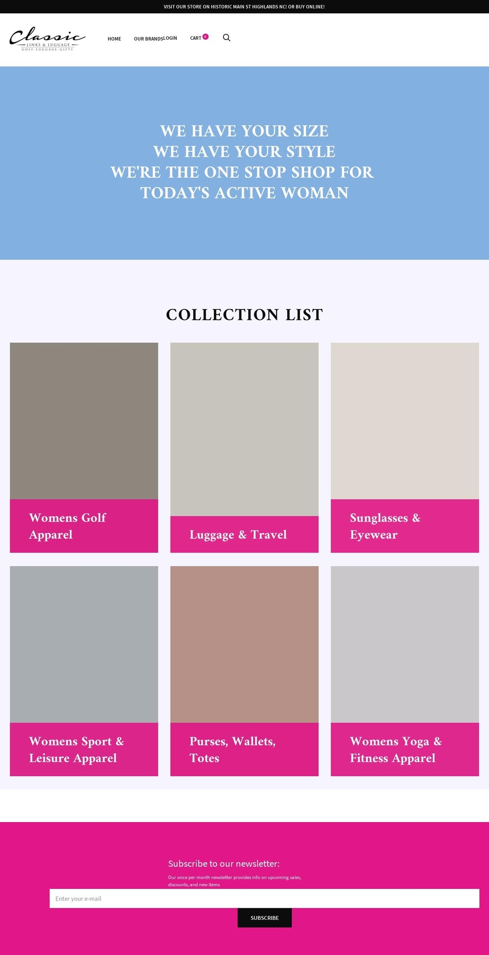 classiclinksandluggage.com — Shopify storefront screenshot