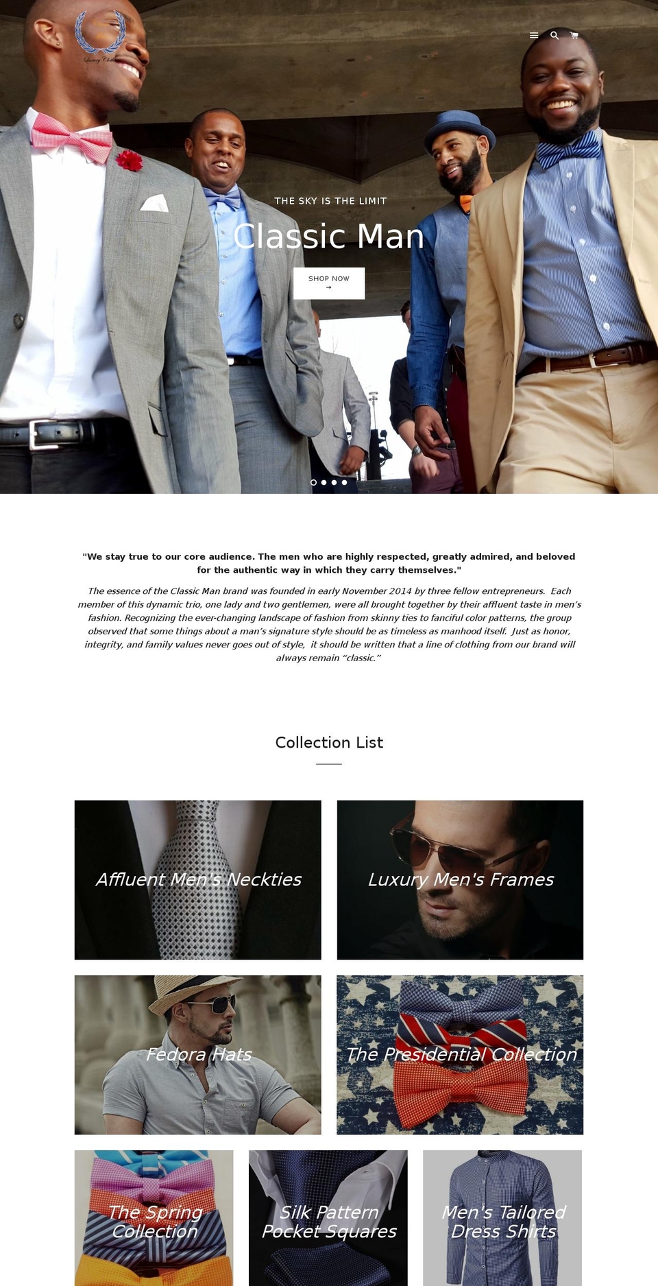 classicmanclothiers.com — Shopify storefront screenshot
