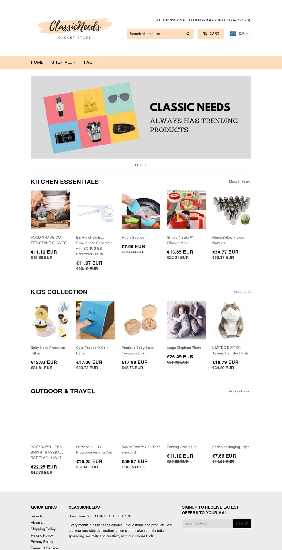 classicneeds.com — Shopify storefront screenshot
