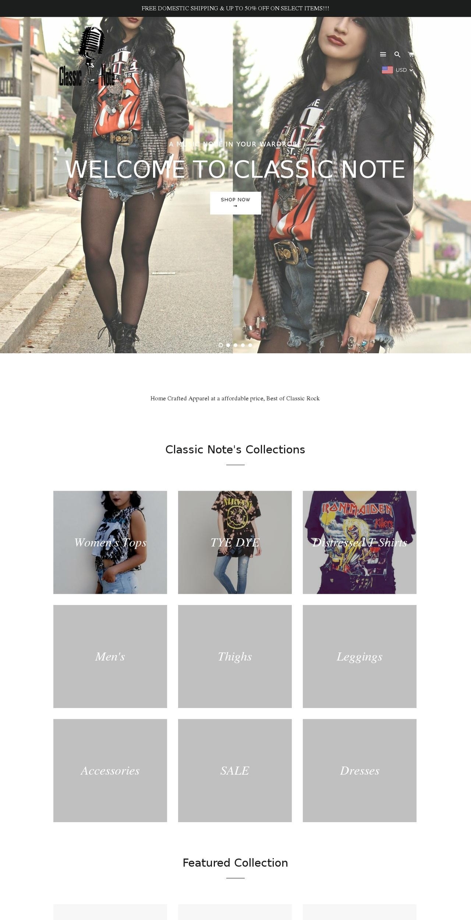 classicnoteclothing.com — Shopify storefront screenshot