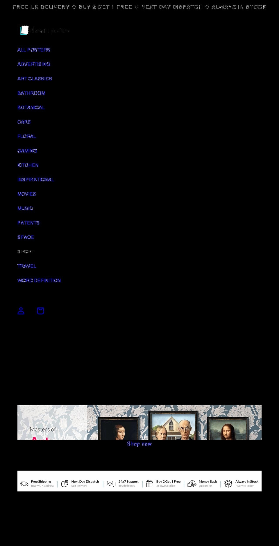 classicposters.co.uk shopify website screenshot