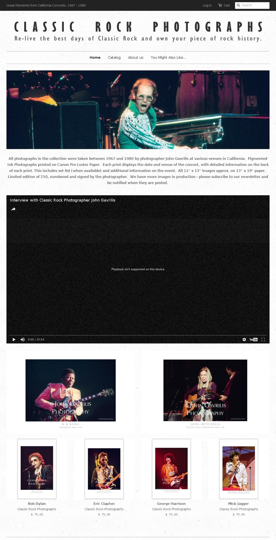classicrockphotographs.com shopify website screenshot