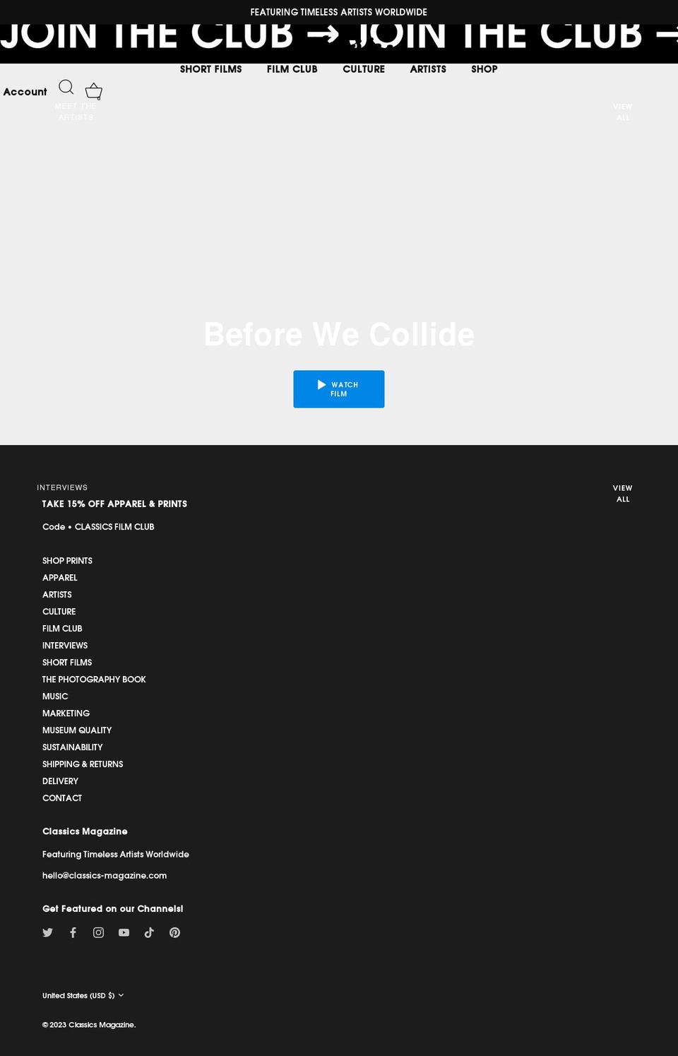classics-magazine.com shopify website screenshot