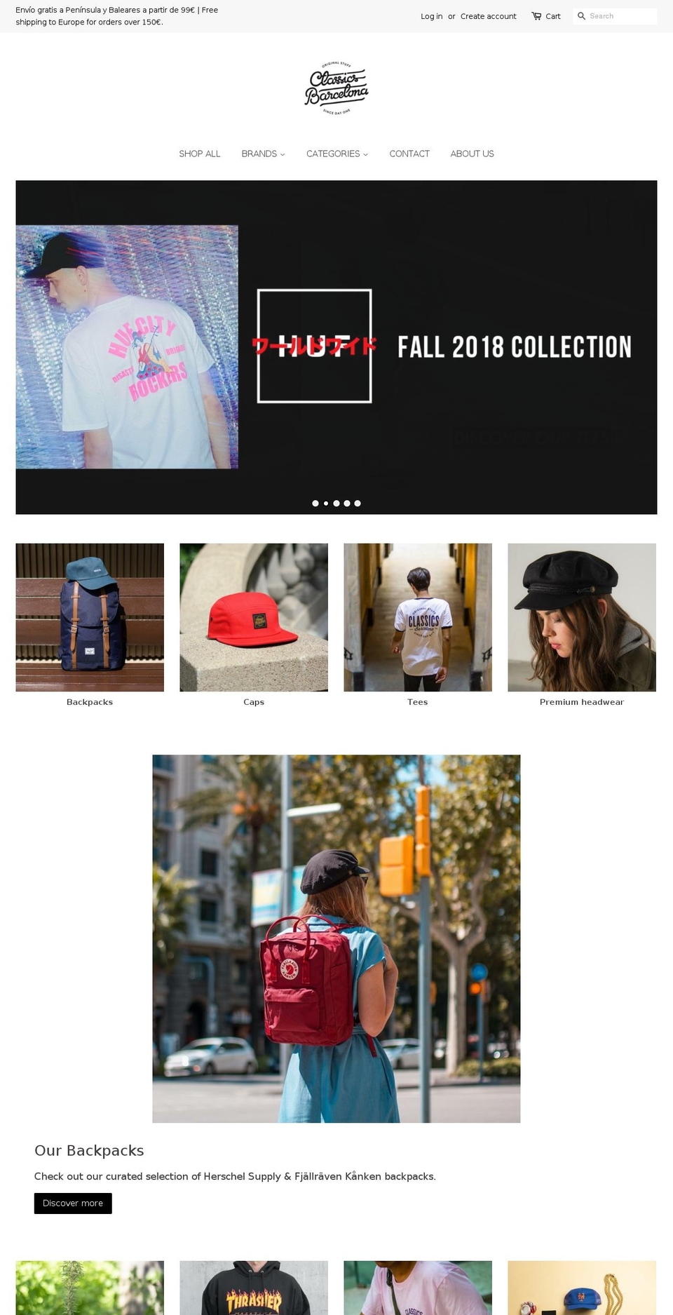 classicsbarcelona.com — Shopify storefront screenshot