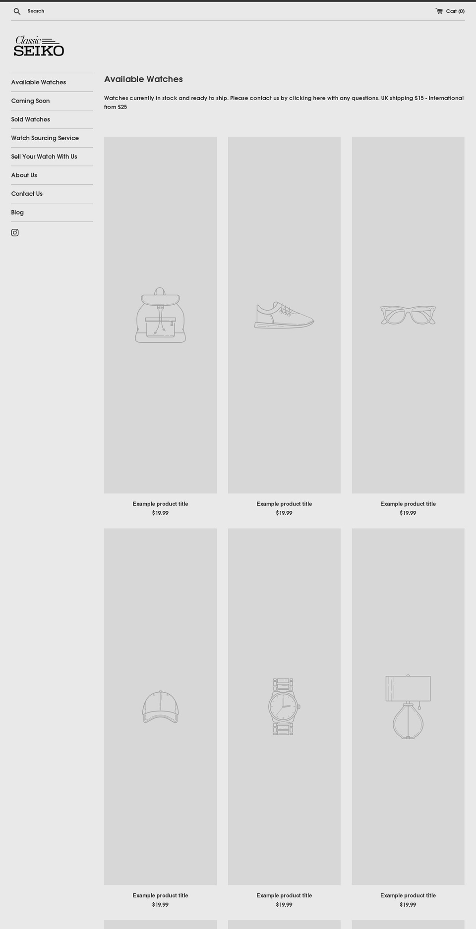 classicseiko.com shopify website screenshot