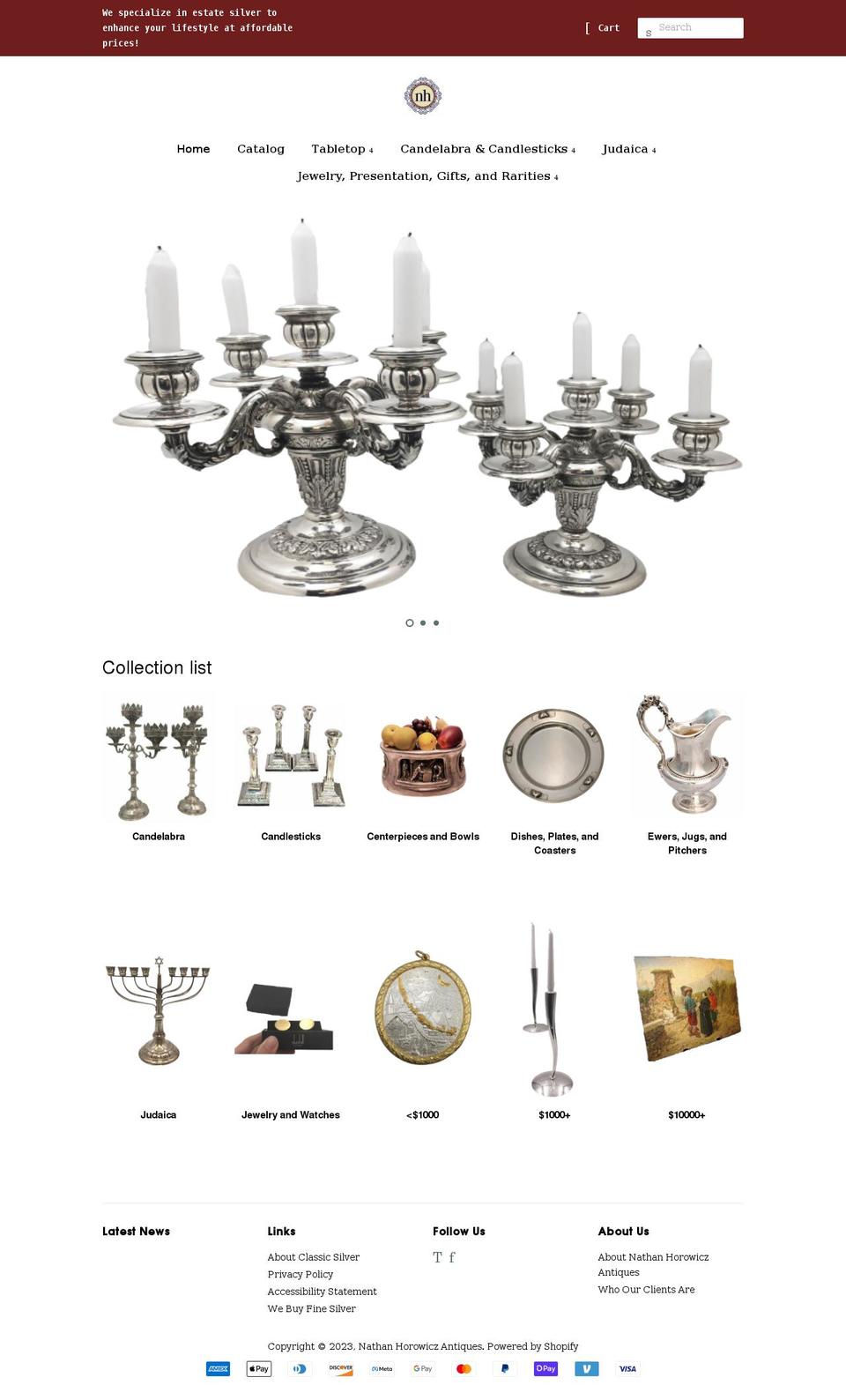 classicsilver.com shopify website screenshot