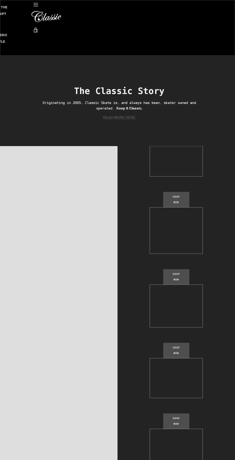 classicsk8.com shopify website screenshot