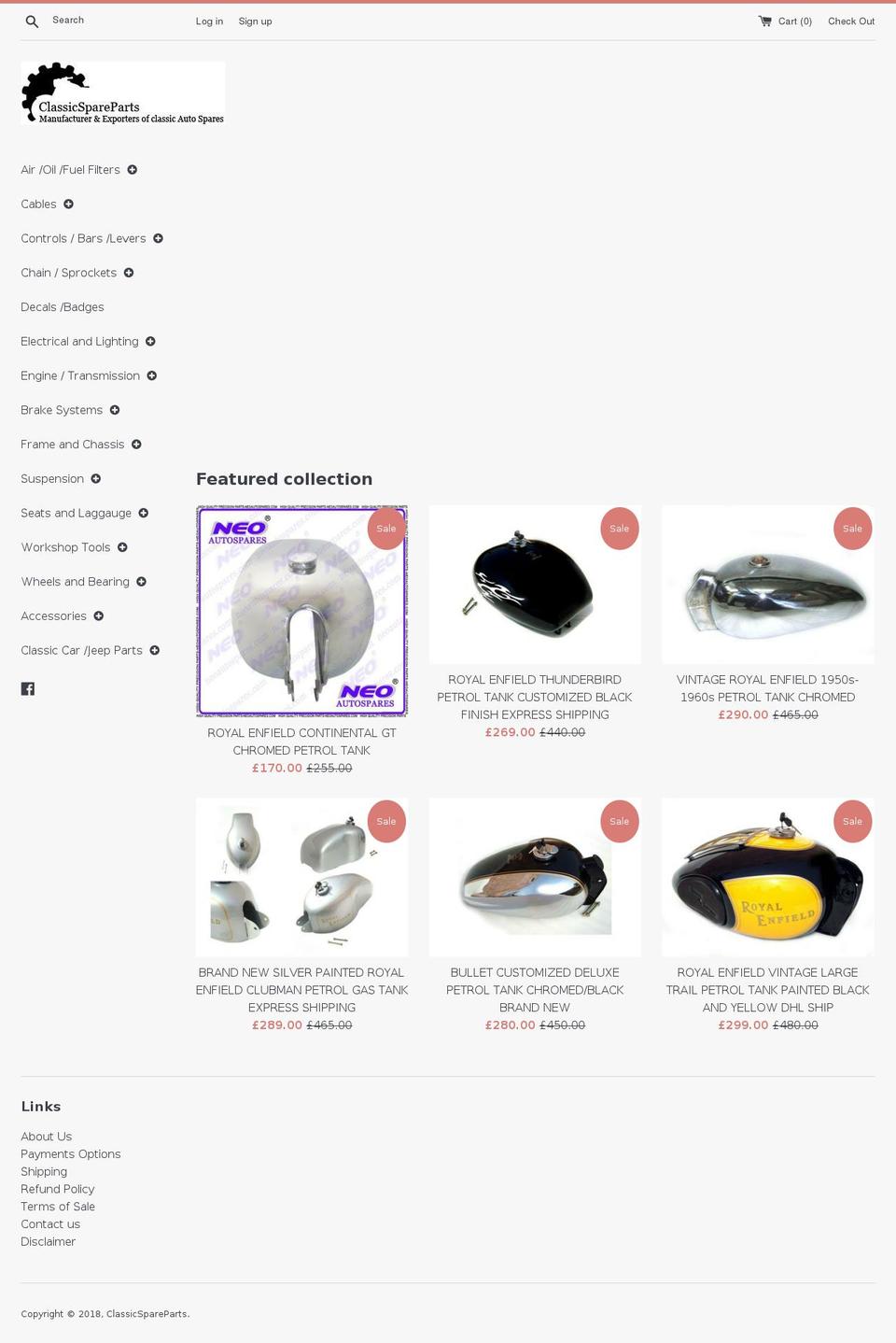 classicspareparts.com shopify website screenshot
