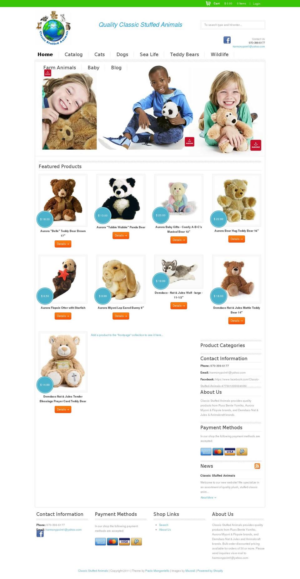 sunlight Shopify theme site example classicstuffedanimals.com